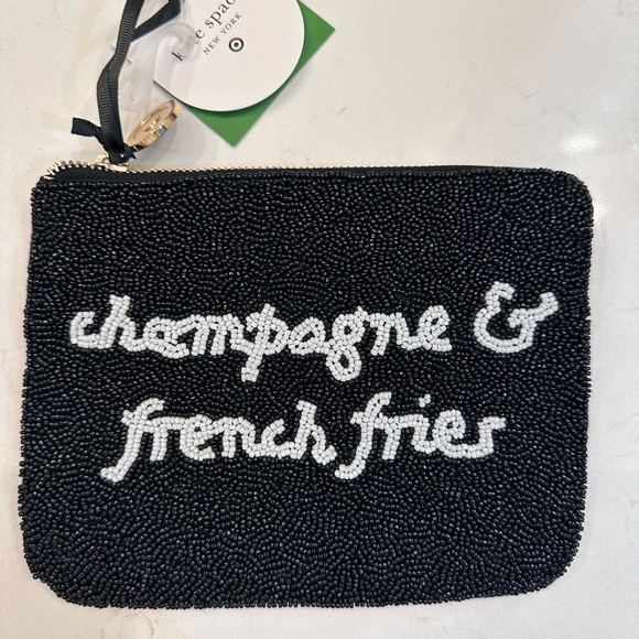 Kate spade & target exclusive Black Beaded Clutch with Fun Text SOLD OUT - Picture 2 of 4
